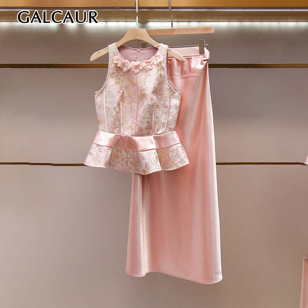 Midi Skirt Floral - GALCAUR Set Dua Potong Motif Bunga