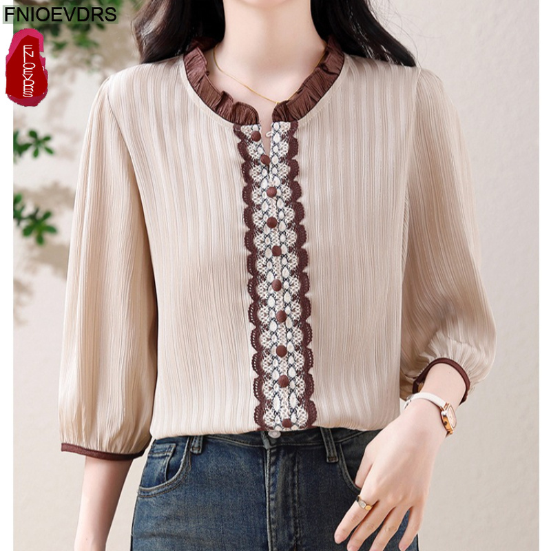 Blus Atasan Kerah Tegak Retro  - Romper Floral Print ulasan dan harga