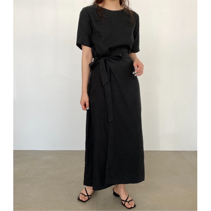 Gaun Lilit Katun Linen Elegan  - Linen Dress Wrap ulasan dan harga