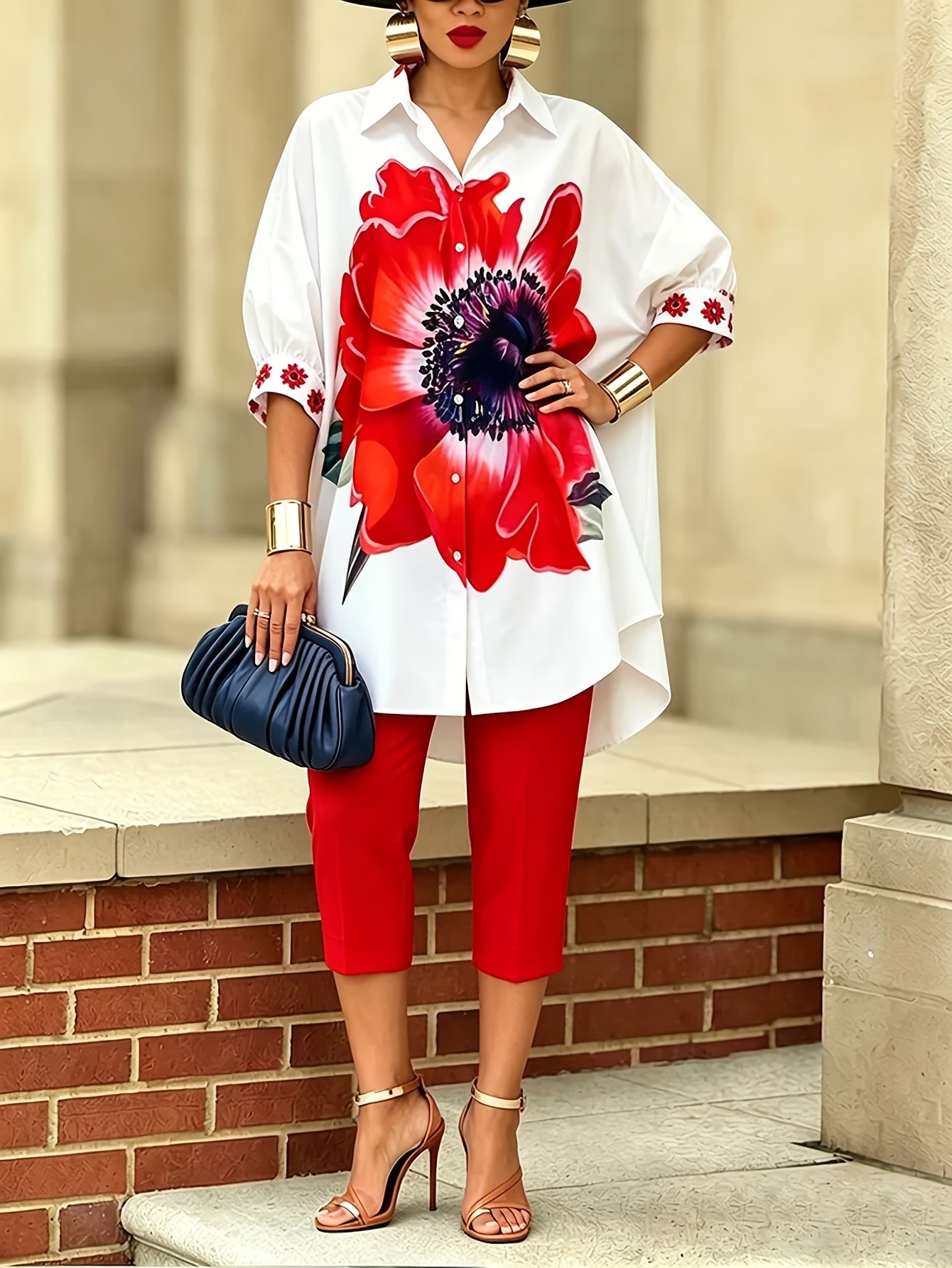 Setelan Wanita Vintage Bermoti - Romper Floral Print ulasan dan harga