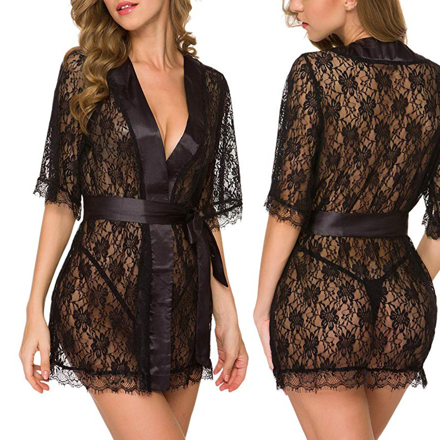 Gaun Tidur Wanita Berbahan Ren - Kimono Sheer Floral ulasan dan harga